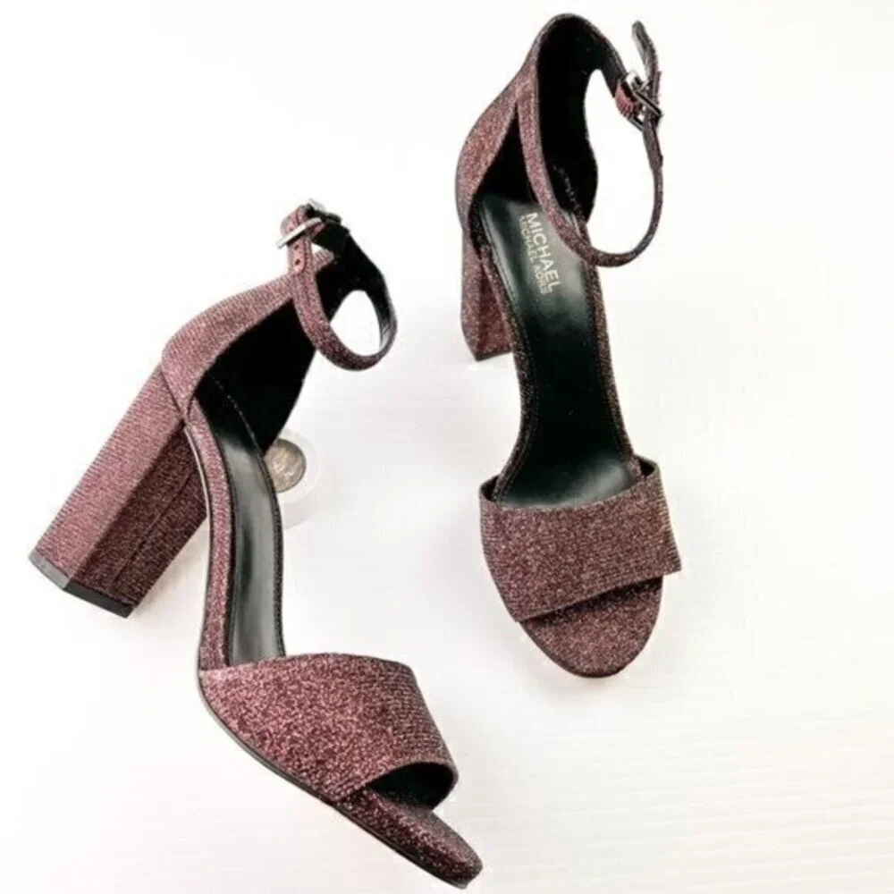 Michael Kors sandals womens size 6.5 Leela ankle strap heels dark plum